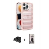 MARSİLYAN™- iPhone 15 Pro Kılıf Yadigar Doku Özel Seri - Siyah Bilvis Hayalet Cam Ekran Koruyucu + Raze Metal Kamera Lens - TMGI