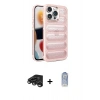MARSİLYAN™- iPhone 15 Pro Kılıf Yadigar Doku Özel Seri - Siyah Joko Magic 5D Cam + Titanyum Gri Raze Metal Kamera Lens