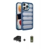 MARSİLYAN™- iPhone 15 Pro Kılıf Yadigar Doku Özel Seri - Siyah Joko Magic 5D Hayalet Cam + Gümüş Raze Metal Kamera Lens