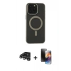 MARSİLYAN™- iPhone 15 Pro Kılıf Yadigar Işık - Siyah 3D Antistatik Mat Seramik Nano Ekran Koruyucu + Raze Metal Kamera Lens - GS