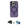 MARSİLYAN™- iPhone 15 Pro Kılıf Yadigar Işık - Siyah 3D Antistatik Seramik Nano Ekran Koruyucu + Gümüş Raze Metal Kamera Lens