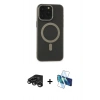 MARSİLYAN™- iPhone 15 Pro Kılıf Yadigar Işık - Siyah 3D Antistatik Seramik Nano Ekran Koruyucu + Raze Metal Kamera Lens - TMGI