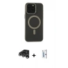 MARSİLYAN™- iPhone 15 Pro Kılıf Yadigar Işık - Siyah Bilvis 0.18mm Plus Cam Ekran Koruyucu + Raze Metal Kamera Lens - GS