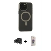MARSİLYAN™- iPhone 15 Pro Kılıf Yadigar Işık - Siyah Bilvis 3D Cam Ekran Koruyucu + Raze Metal Kamera Lens - TMGI