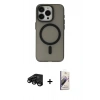 MARSİLYAN™- iPhone 15 Pro Kılıf Yadigar Işık - Siyah Bilvis 3D Mat Cam Ekran Koruyucu + Raze Metal Kamera Lens - SH