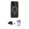 MARSİLYAN™- iPhone 15 Pro Kılıf Yadigar Işık - Siyah Bilvis 5in1 3D Magic Cam Ekran Koruyucu + Raze Metal Kamera Lens - LT