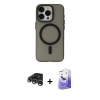 MARSİLYAN™- iPhone 15 Pro Kılıf Yadigar Işık - Siyah Bilvis 5in1 5D Magic Hayalet Cam Ekran Koruyucu + Raze Metal Kamera Lens - GS