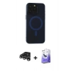 MARSİLYAN™- iPhone 15 Pro Kılıf Yadigar Işık - Siyah Bilvis 5in1 5D Magic Hayalet Cam Ekran Koruyucu + Raze Metal Kamera Lens - GS