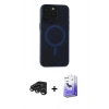 MARSİLYAN™- iPhone 15 Pro Kılıf Yadigar Işık - Siyah Bilvis 5in1 5D Magic Hayalet Cam Ekran Koruyucu + Raze Metal Kamera Lens - TMGI