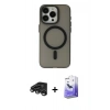 MARSİLYAN™- iPhone 15 Pro Kılıf Yadigar Işık - Siyah Bilvis 5in1 5D Magic Hayalet Cam Ekran Koruyucu + Raze Metal Kamera Lens - TMGI