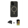 MARSİLYAN™- iPhone 15 Pro Kılıf Yadigar Işık - Siyah Buffer Cam Ekran Koruyucu + Raze Metal Kamera Lens - GS