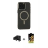 MARSİLYAN™- iPhone 15 Pro Kılıf Yadigar Işık - Siyah Buffer Cam Ekran Koruyucu + Raze Metal Kamera Lens - SH