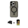 MARSİLYAN™- iPhone 15 Pro Kılıf Yadigar Işık - Siyah Buffer Cam Ekran Koruyucu + Raze Metal Kamera Lens - SH
