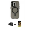 MARSİLYAN™- iPhone 15 Pro Kılıf Yadigar Işık - Siyah Buffer Cam Ekran Koruyucu + Raze Metal Kamera Lens - TMGI