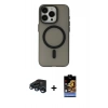 MARSİLYAN™- iPhone 15 Pro Kılıf Yadigar Işık - Siyah Buffer Hayalet Cam Ekran Koruyucu + Raze Metal Kamera Lens - LT