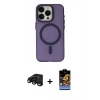 MARSİLYAN™- iPhone 15 Pro Kılıf Yadigar Işık - Siyah Buffer Hayalet Cam Ekran Koruyucu + Raze Metal Kamera Lens - SH