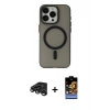 MARSİLYAN™- iPhone 15 Pro Kılıf Yadigar Işık - Siyah Buffer Hayalet Cam Ekran Koruyucu + Raze Metal Kamera Lens - TMGI
