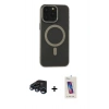 MARSİLYAN™- iPhone 15 Pro Kılıf Yadigar Işık - Siyah Joko 5D Cam + Raze Metal Kamera Lens - LT