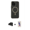 MARSİLYAN™- iPhone 15 Pro Kılıf Yadigar Işık - Siyah Joko 5D Cam + Raze Metal Kamera Lens - TMGI