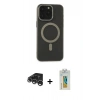 MARSİLYAN™- iPhone 15 Pro Kılıf Yadigar Işık - Siyah Polymer Nano Ekran Koruyucu + Raze Metal Kamera Lens - GS