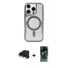 MARSİLYAN™- iPhone 15 Pro Kılıf Yadigar Klasik Özel Seri - Şeffaf 360 Full Body Arka Koruyucu + Siyah Raze Metal Kamera Lens