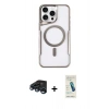 MARSİLYAN™- iPhone 15 Pro Kılıf Yadigar Klasik Özel Seri - Şeffaf Pasifik Cam Ekran Koruyucu + Raze Metal Kamera Lens - LT
