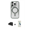 MARSİLYAN™- iPhone 15 Pro Kılıf Yadigar Klasik Özel Seri - Şeffaf Pasifik Cam Ekran Koruyucu + Raze Metal Kamera Lens - SH