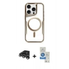 MARSİLYAN™- iPhone 15 Pro Kılıf Yadigar Klasik Özel Seri - Şeffaf Royal Nano Ekran Koruyucu + Gümüş Raze Metal Kamera Lens