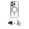 MARSİLYAN™- iPhone 15 Pro Kılıf Yadigar Klasik Özel Seri - Şeffaf Royal Nano Ekran Koruyucu + Gümüş Raze Metal Kamera Lens