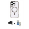 MARSİLYAN™- iPhone 15 Pro Kılıf Yadigar Klasik Özel Seri - Şeffaf Royal Nano Ekran Koruyucu + Gümüş Raze Metal Kamera Lens