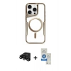 MARSİLYAN™- iPhone 15 Pro Kılıf Yadigar Klasik Özel Seri - Şeffaf Royal Nano Ekran Koruyucu + Raze Metal Kamera Lens - SH