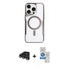 MARSİLYAN™- iPhone 15 Pro Kılıf Yadigar Klasik Özel Seri - Şeffaf Royal Nano Ekran Koruyucu + Raze Metal Kamera Lens - TMGI