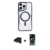 MARSİLYAN™- iPhone 15 Pro Kılıf Yadigar Klasik Özel Seri - Siyah 360 Mat Full Body Arka Koruyucu + Raze Metal Kamera Lens - TMGI