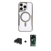 MARSİLYAN™- iPhone 15 Pro Kılıf Yadigar Klasik Özel Seri - Siyah 360 Mat Full Body Arka Koruyucu + Raze Metal Kamera Lens - TMGI