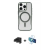 MARSİLYAN™- iPhone 15 Pro Kılıf Yadigar Klasik Özel Seri - Siyah 3D Antistatik Cam Ekran Koruyucu + Raze Metal Kamera Lens - TMGI