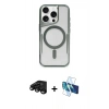 MARSİLYAN™- iPhone 15 Pro Kılıf Yadigar Klasik Özel Seri - Siyah 3D Antistatik Cam Ekran Koruyucu + Raze Metal Kamera Lens - SH