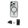MARSİLYAN™- iPhone 15 Pro Kılıf Yadigar Klasik Özel Seri - Siyah 3D Antistatik Hayalet Cam Ekran Koruyucu + Raze Metal Kamera Lens - LT