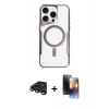 MARSİLYAN™- iPhone 15 Pro Kılıf Yadigar Klasik Özel Seri - Siyah 3D Antistatik Mat Seramik Nano Ekran Koruyucu + Raze Metal Kamera Lens - TMGI