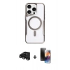 MARSİLYAN™- iPhone 15 Pro Kılıf Yadigar Klasik Özel Seri - Siyah 3D Antistatik Mat Seramik Nano Ekran Koruyucu + Raze Metal Kamera Lens - SH