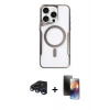 MARSİLYAN™- iPhone 15 Pro Kılıf Yadigar Klasik Özel Seri - Siyah 3D Antistatik Mat Seramik Nano Ekran Koruyucu + Raze Metal Kamera Lens - LT