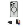 MARSİLYAN™- iPhone 15 Pro Kılıf Yadigar Klasik Özel Seri - Siyah 3D Antistatik Mat Seramik Nano Ekran Koruyucu + Raze Metal Kamera Lens - SH