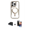 MARSİLYAN™- iPhone 15 Pro Kılıf Yadigar Klasik Özel Seri - Siyah 3D Antistatik Mat Seramik Nano Ekran Koruyucu + Raze Metal Kamera Lens - LT