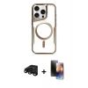 MARSİLYAN™- iPhone 15 Pro Kılıf Yadigar Klasik Özel Seri - Siyah 3D Antistatik Mat Seramik Nano Ekran Koruyucu + Raze Metal Kamera Lens - SH