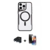 MARSİLYAN™- iPhone 15 Pro Kılıf Yadigar Klasik Özel Seri - Siyah 3D Antistatik Mat Seramik Nano Ekran Koruyucu + Raze Metal Kamera Lens - LT