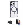 MARSİLYAN™- iPhone 15 Pro Kılıf Yadigar Klasik Özel Seri - Siyah 3D Antistatik Mat Seramik Nano Ekran Koruyucu + Raze Metal Kamera Lens - LT