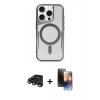 MARSİLYAN™- iPhone 15 Pro Kılıf Yadigar Klasik Özel Seri - Siyah 3D Antistatik Mat Seramik Nano Ekran Koruyucu + Raze Metal Kamera Lens - TMGI