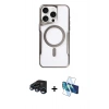 MARSİLYAN™- iPhone 15 Pro Kılıf Yadigar Klasik Özel Seri - Siyah 3D Antistatik Seramik Nano Ekran Koruyucu + Raze Metal Kamera Lens - LT