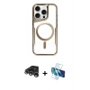 MARSİLYAN™- iPhone 15 Pro Kılıf Yadigar Klasik Özel Seri - Siyah 3D Antistatik Seramik Nano Ekran Koruyucu + Raze Metal Kamera Lens - GS