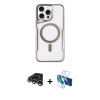 MARSİLYAN™- iPhone 15 Pro Kılıf Yadigar Klasik Özel Seri - Siyah 3D Antistatik Seramik Nano Ekran Koruyucu + Raze Metal Kamera Lens - GS