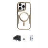 MARSİLYAN™- iPhone 15 Pro Kılıf Yadigar Klasik Özel Seri - Siyah Bilvis 0.18mm Plus Cam Ekran Koruyucu + Lacivert Raze Metal Kamera Lens